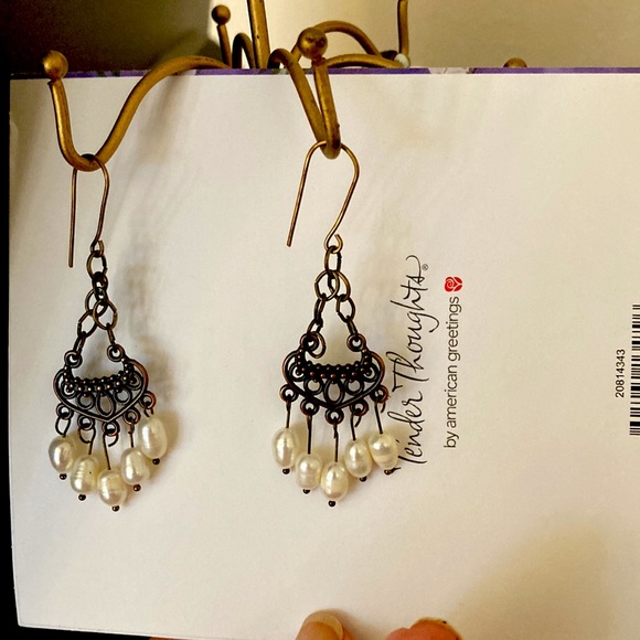 Earrings with pearls, chandelier style - Picture 5 of 7
